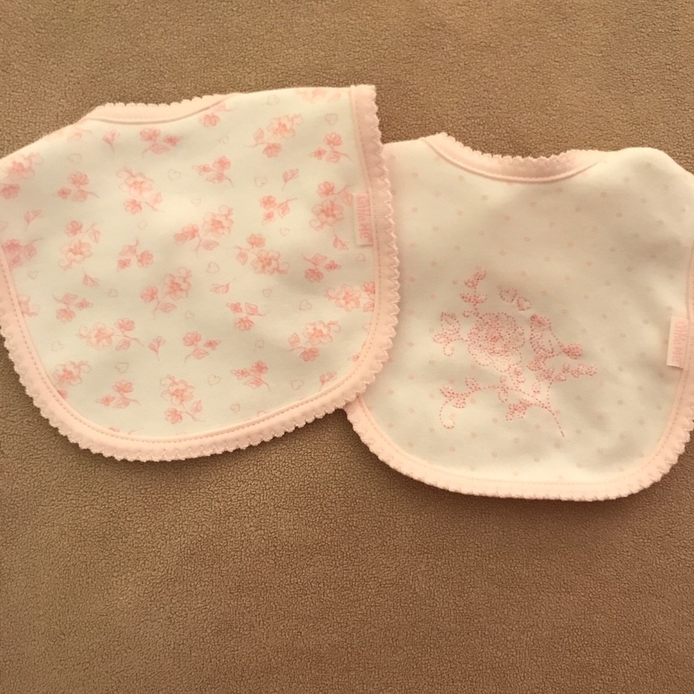 🎈5/$5 Set of 2 Pink Flower Bibs from Little Me